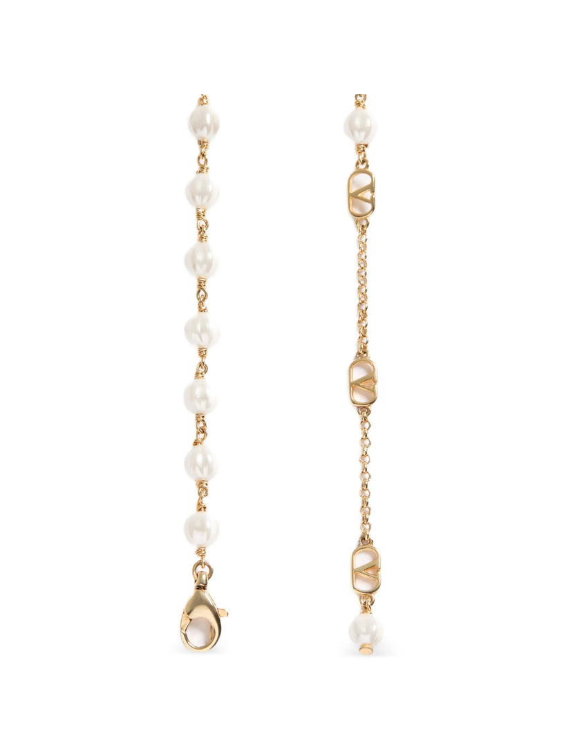 Collana VLogo Signature in Metallo e Perle in Vetro