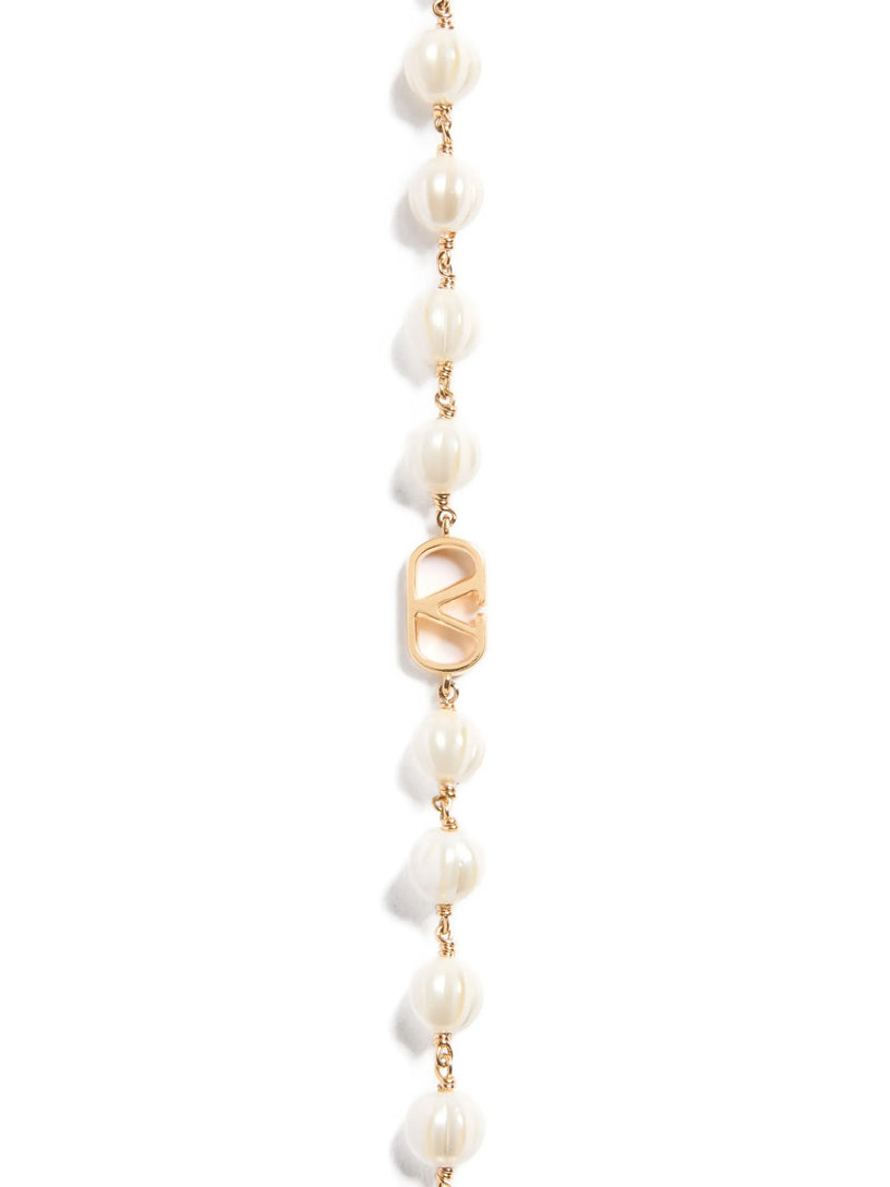 Bracciale VLogo Signature in Metallo e Perle in Vetro
