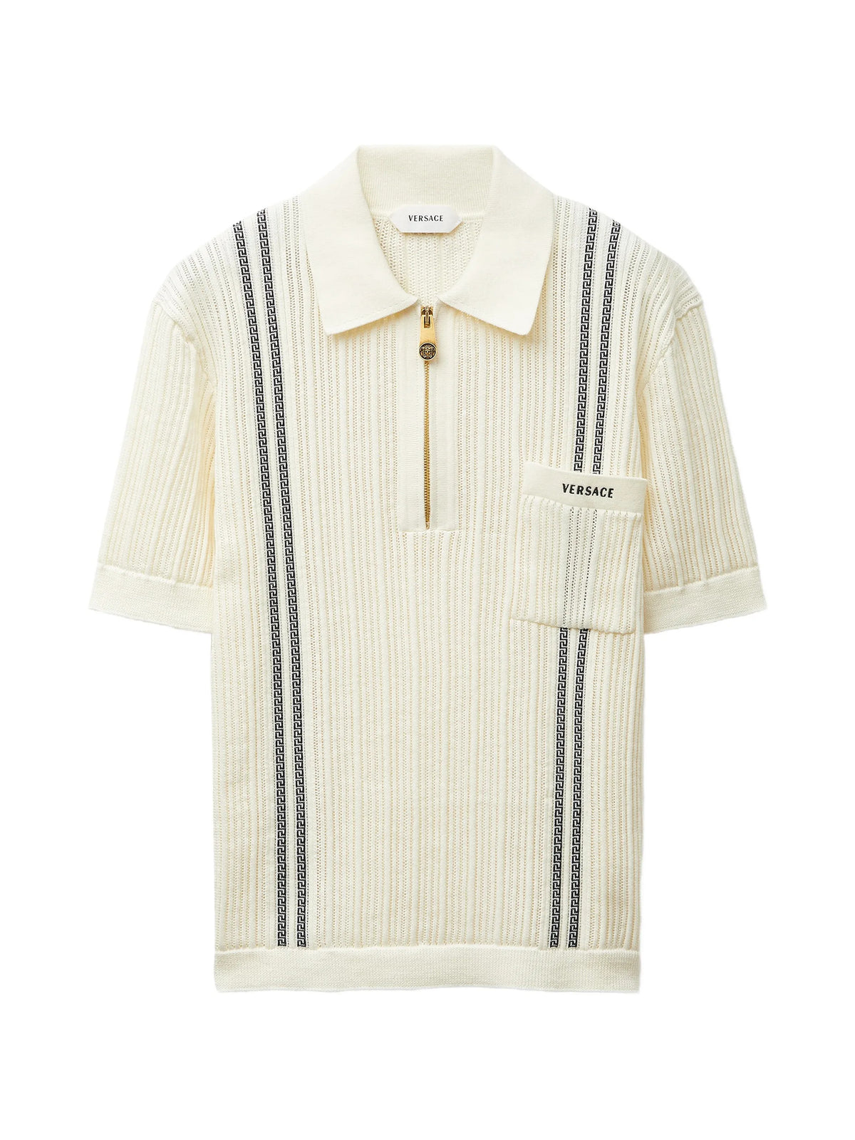 Polo in maglia jacquard di cotone con logo ricamato