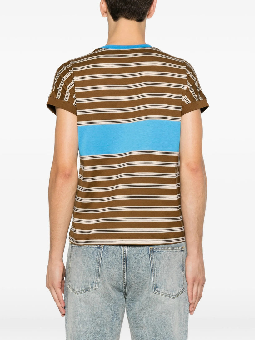 T-shirt in cotone a righe con intarsio