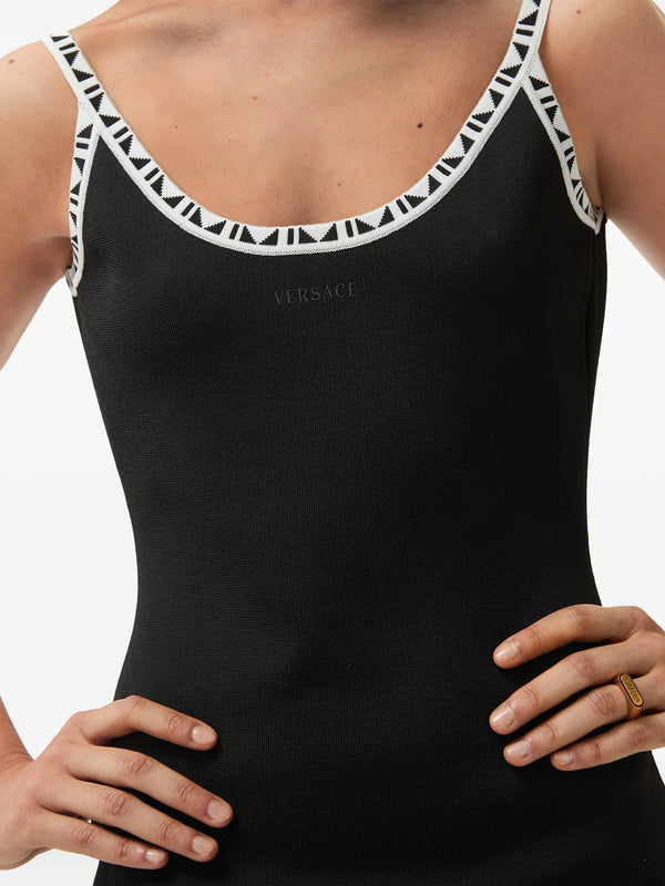 Stretch viscose mini dress with jacquard detail