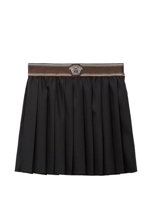 Mini gonna a pieghe in lana mohair