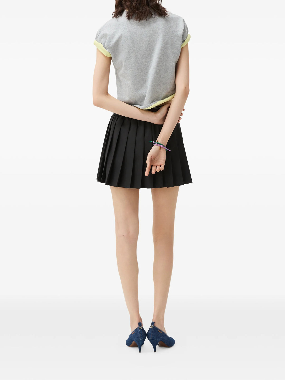 Mini gonna a pieghe in lana mohair