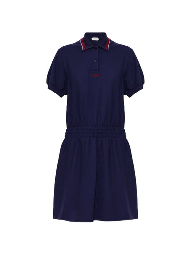 Miniabito polo in piqué di cotone con logo ricamato