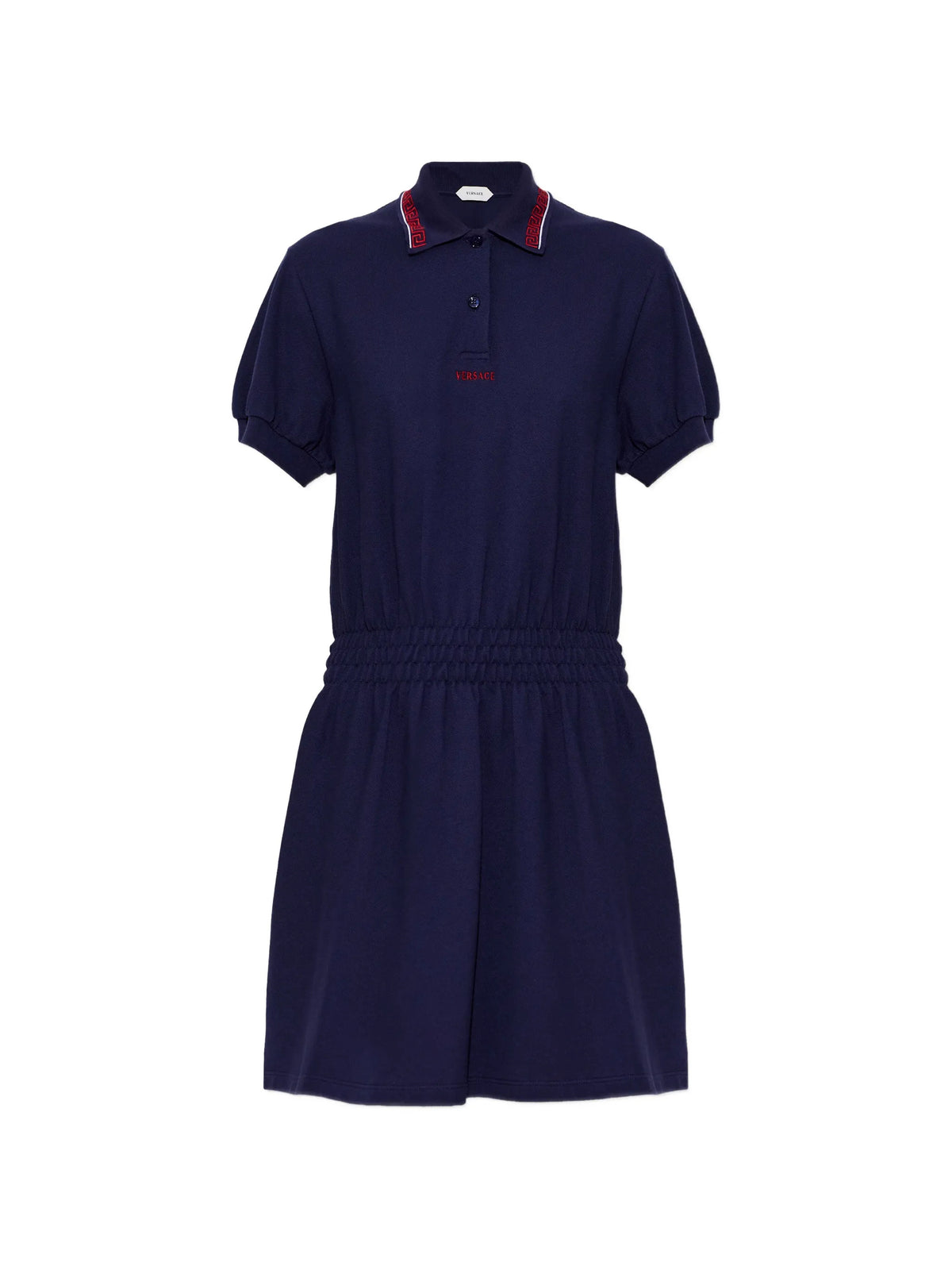 Miniabito polo in piqué di cotone con logo ricamato
