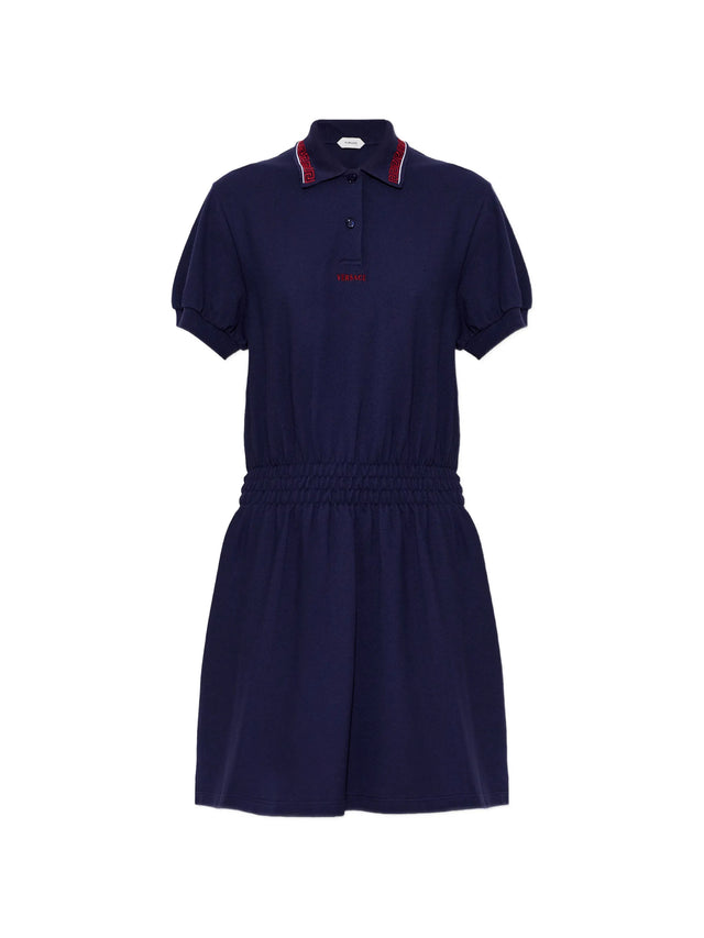 Miniabito polo in piqué di cotone con logo ricamato