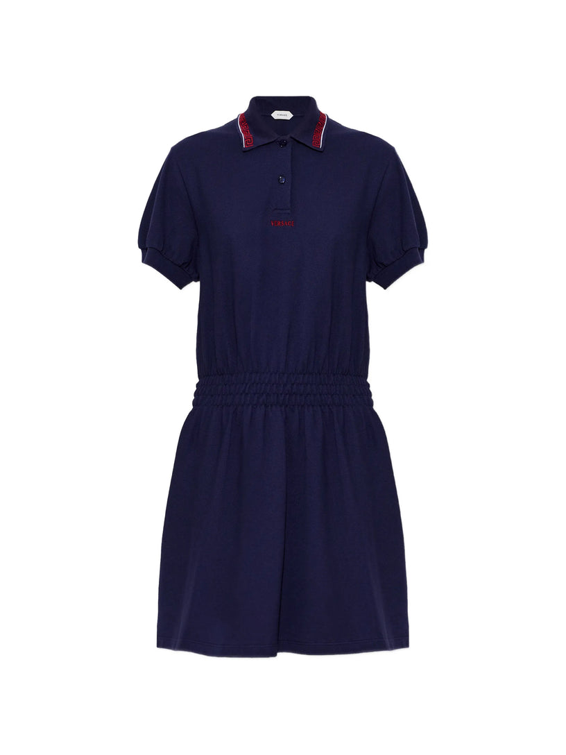 Miniabito polo in piqué di cotone con logo ricamato