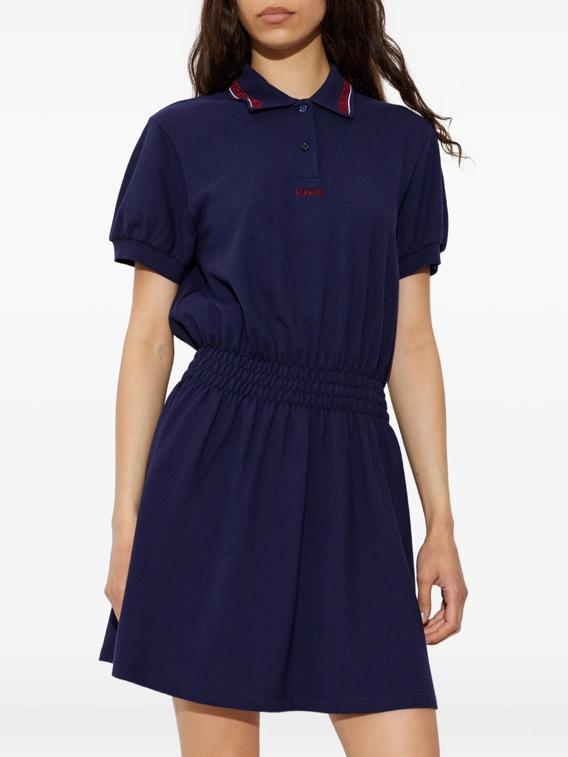 Miniabito polo in piqué di cotone con logo ricamato