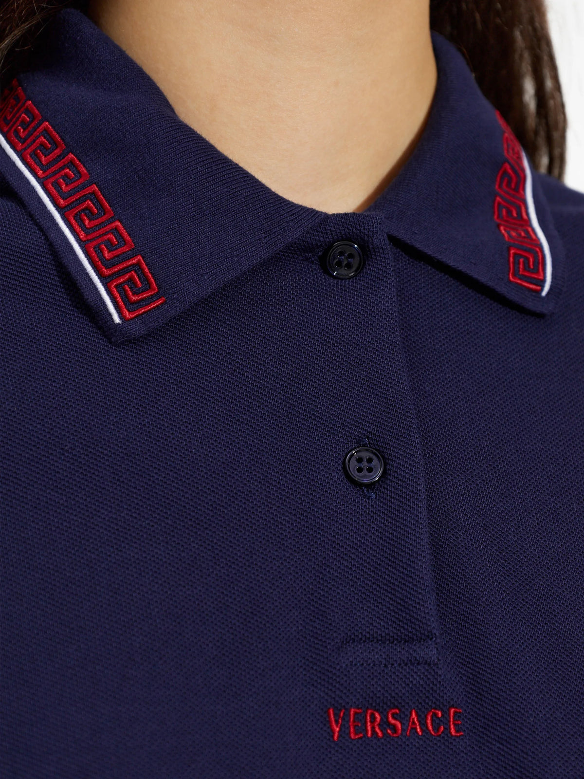 Miniabito polo in piqué di cotone con logo ricamato