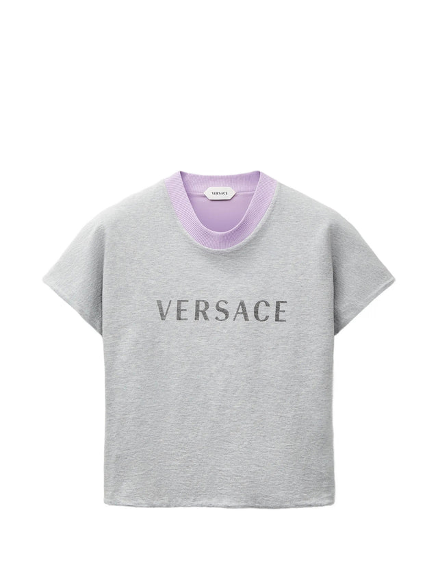 T-shirt in jersey di cotone stretch con stampa