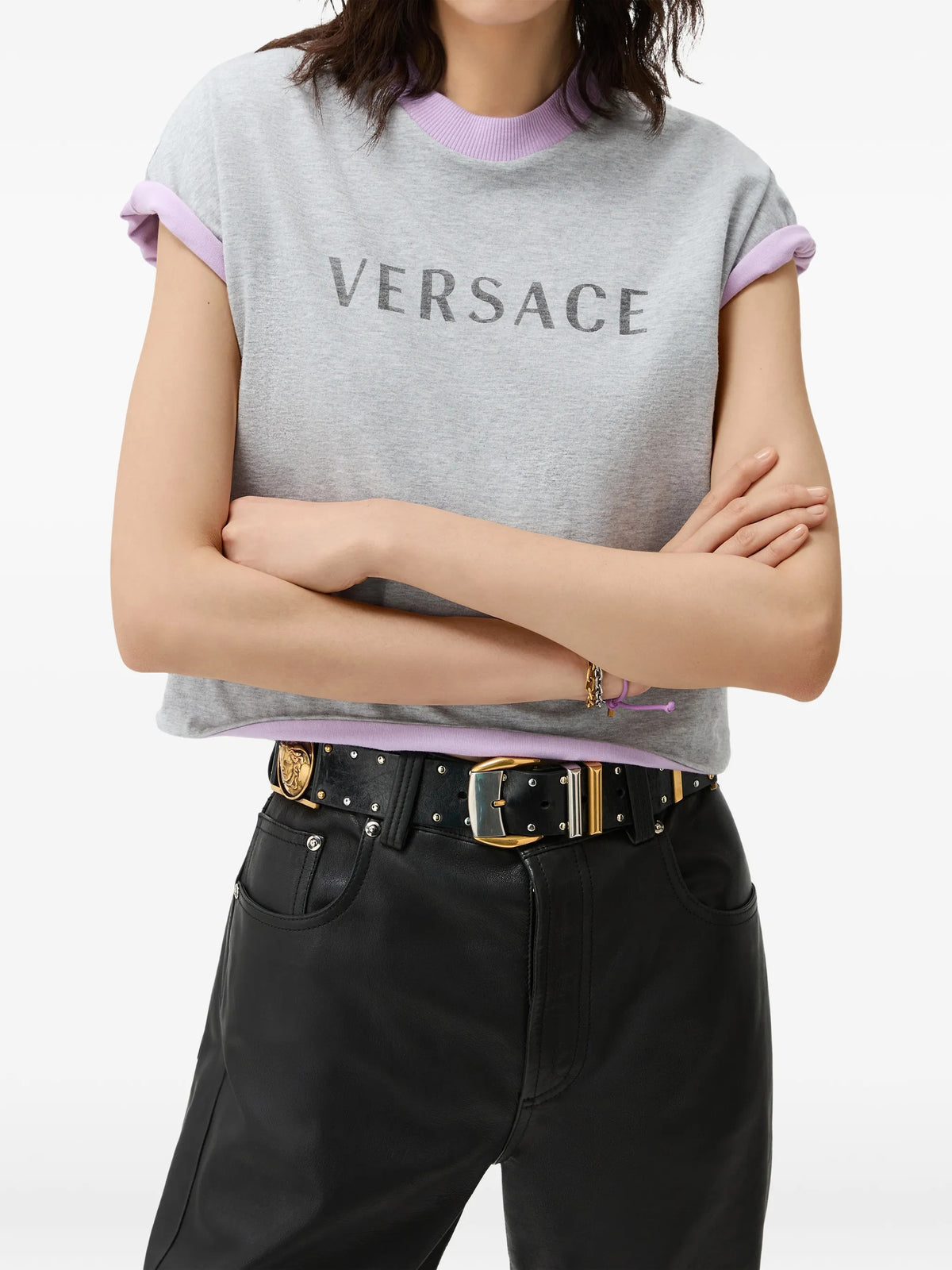 T-shirt in jersey di cotone stretch con stampa
