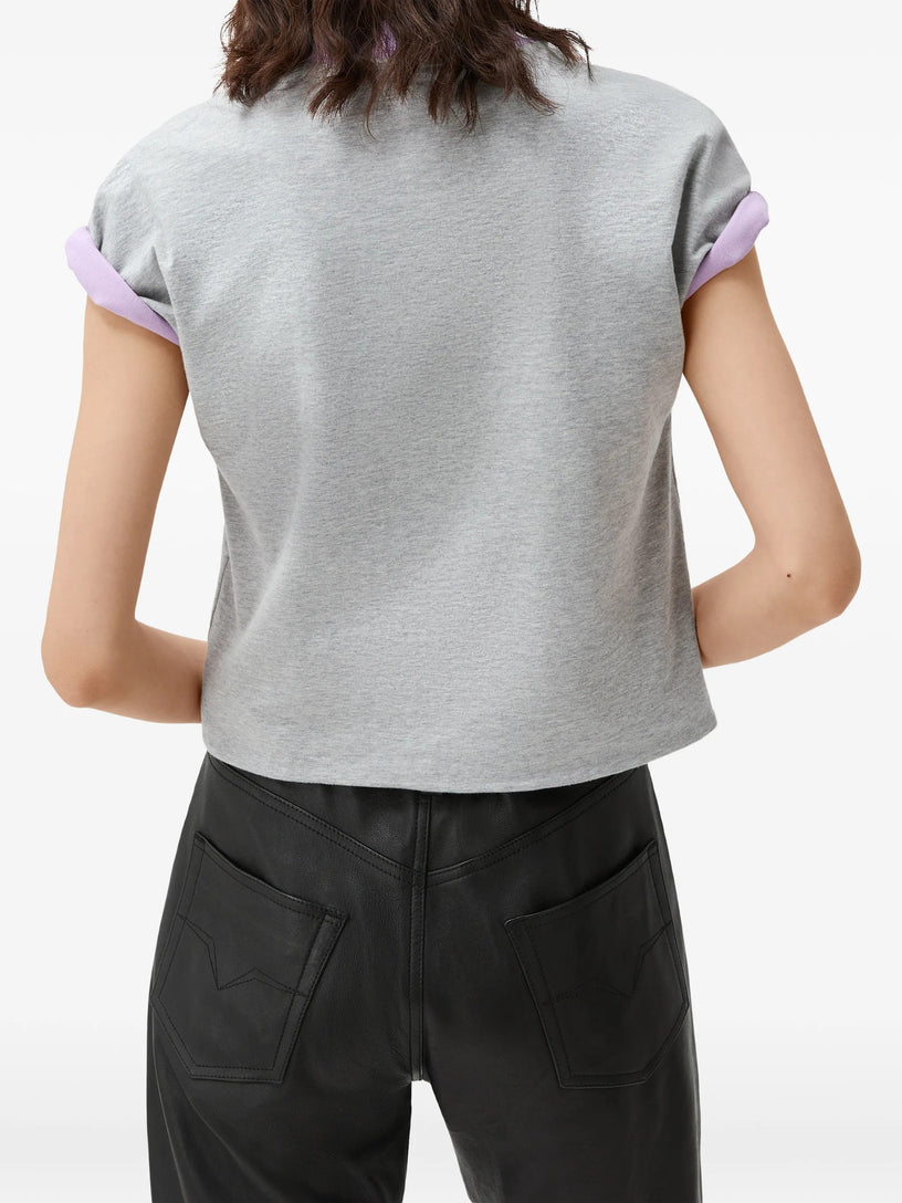 T-shirt in jersey di cotone stretch con stampa