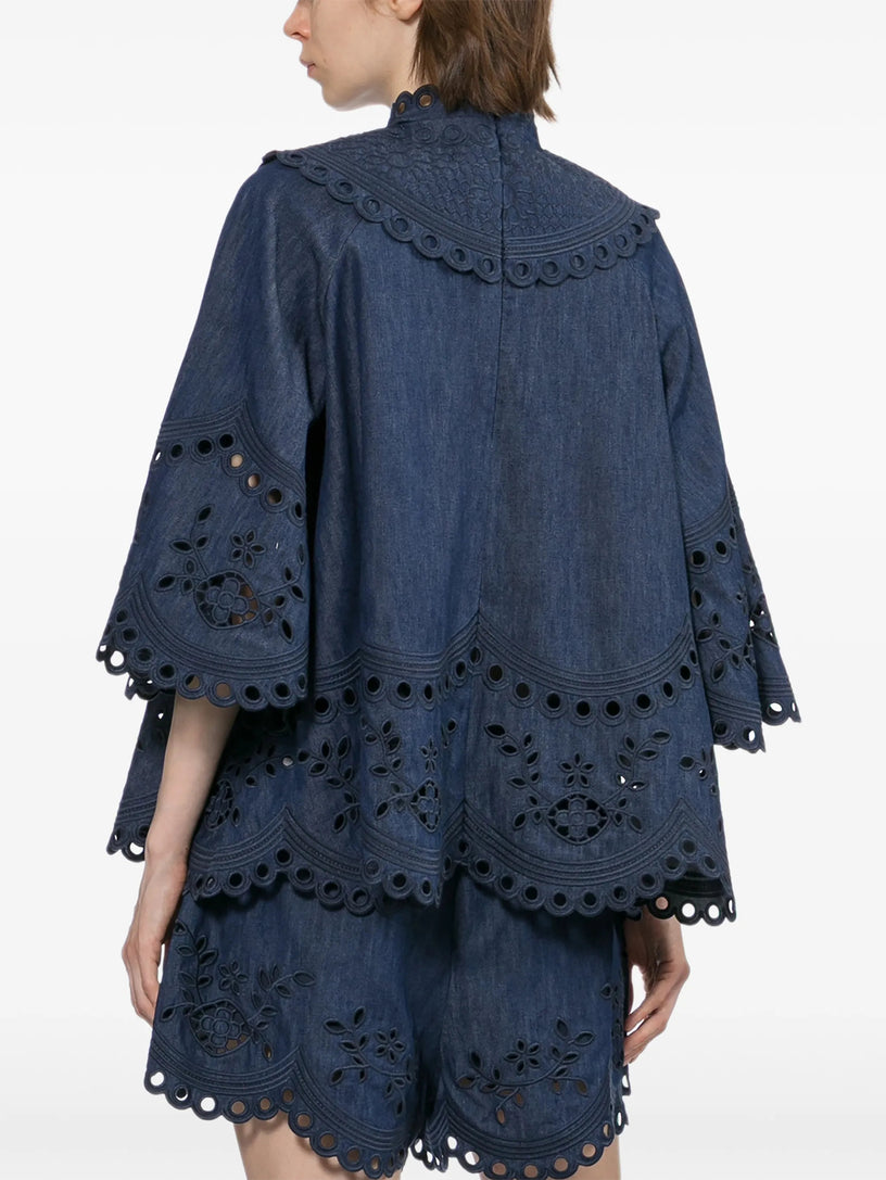 Mahon Broderie Denim Top