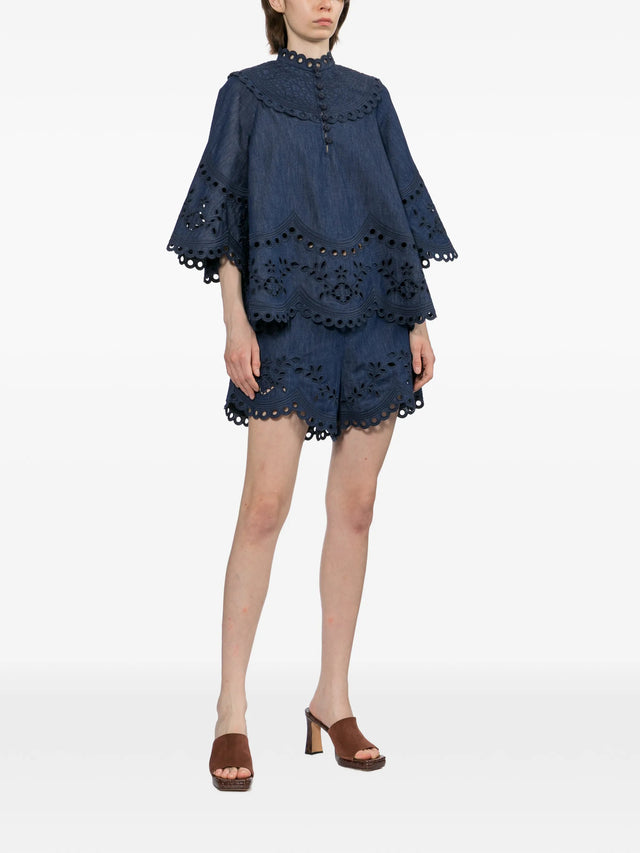 Mahon Broderie Denim Shorts