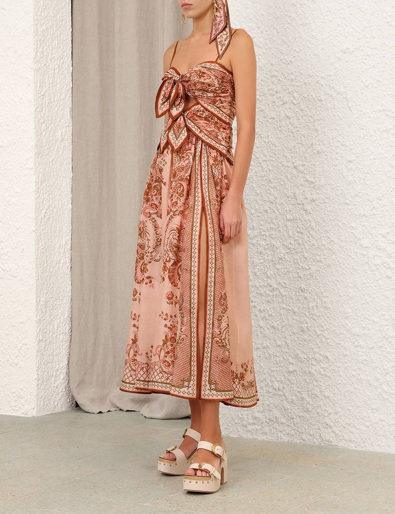 Abito midi con sciarpa Aster