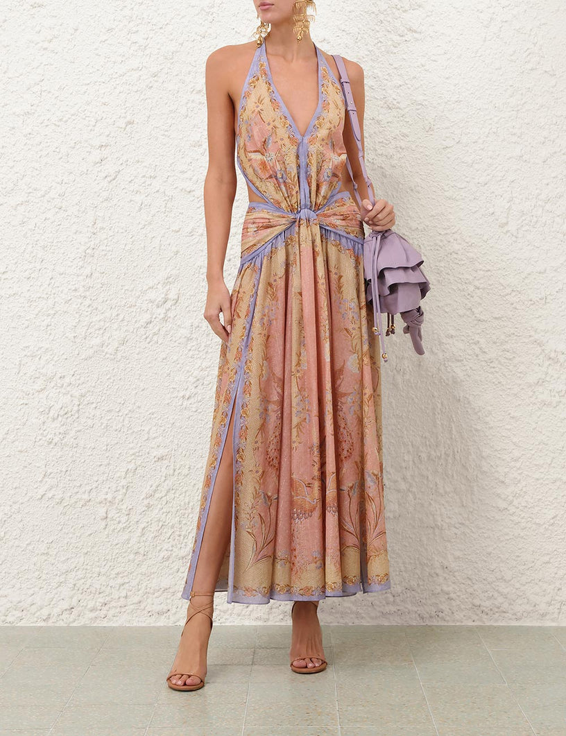 Abito lungo con scollo all'americana Indra