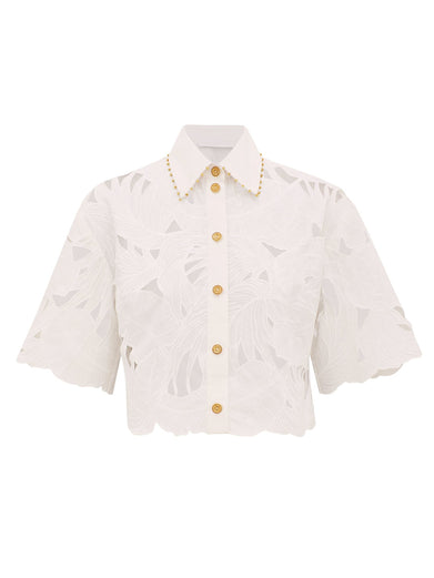 Camicia corta ricamata Mahon