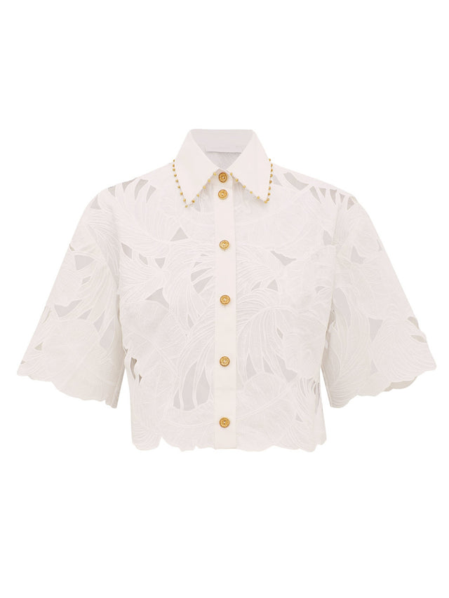 Camicia corta ricamata Mahon