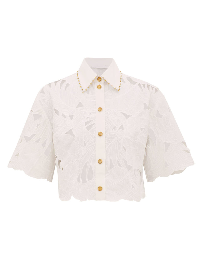 Camicia corta ricamata Mahon