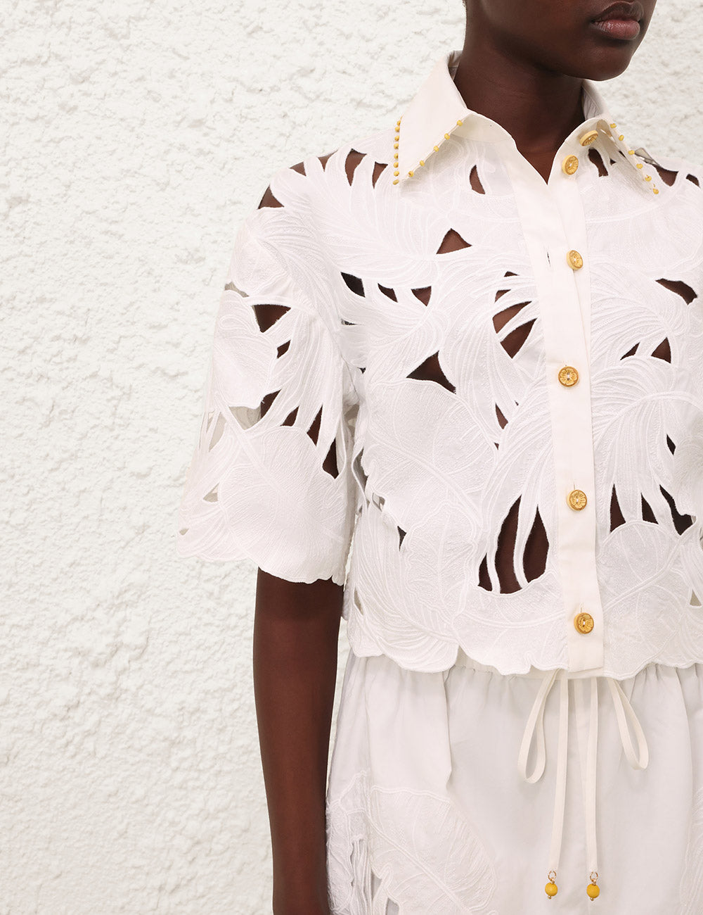 Camicia corta ricamata Mahon