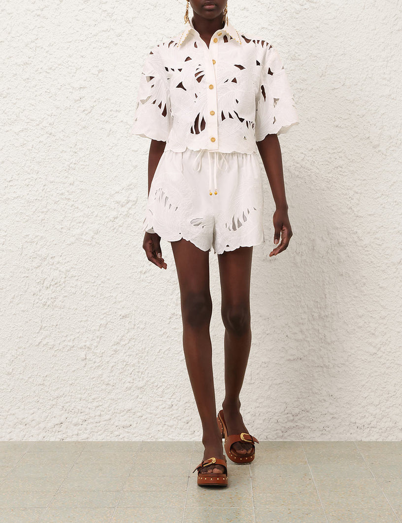 Camicia corta ricamata Mahon