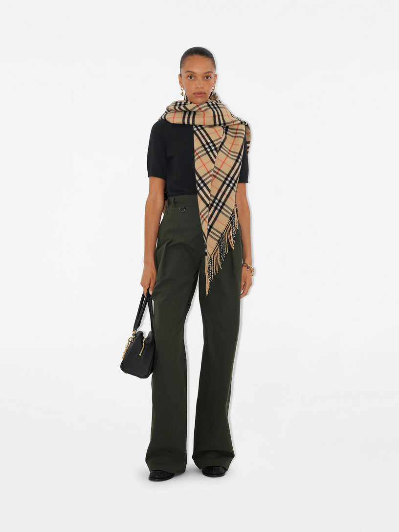 Wool and Cashmere Check Cape