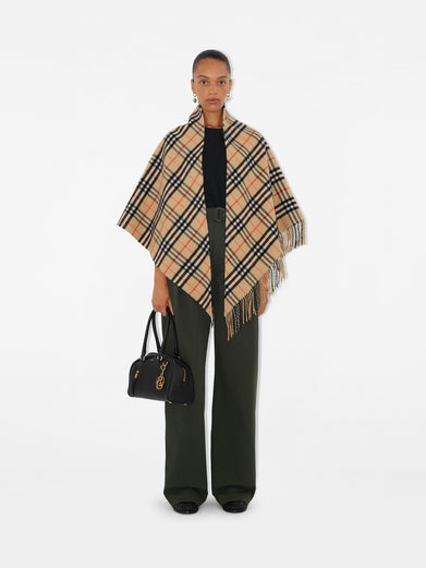 Wool and Cashmere Check Cape