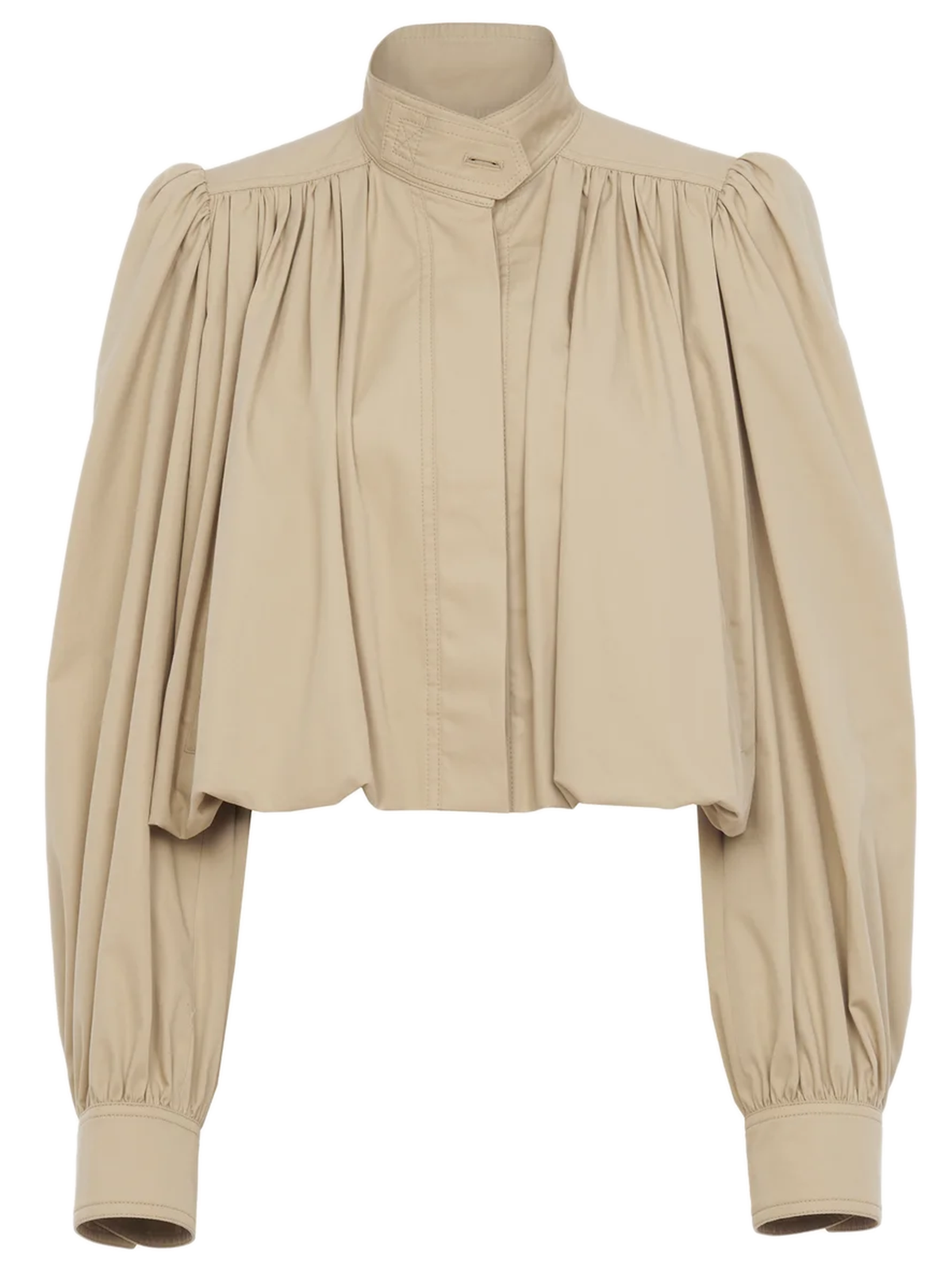 Cotton gabardine gathered boule jacket
