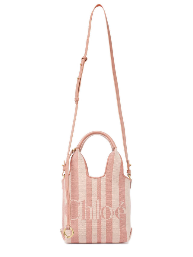 Mini borsa tote Chloé a righe in jacquard