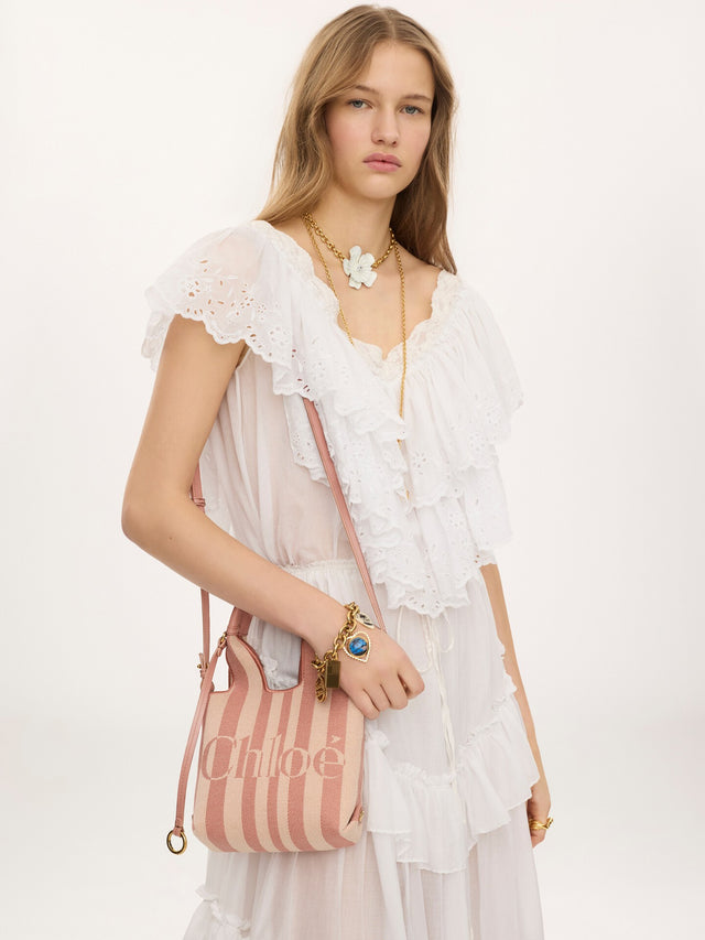 Mini borsa tote Chloé a righe in jacquard