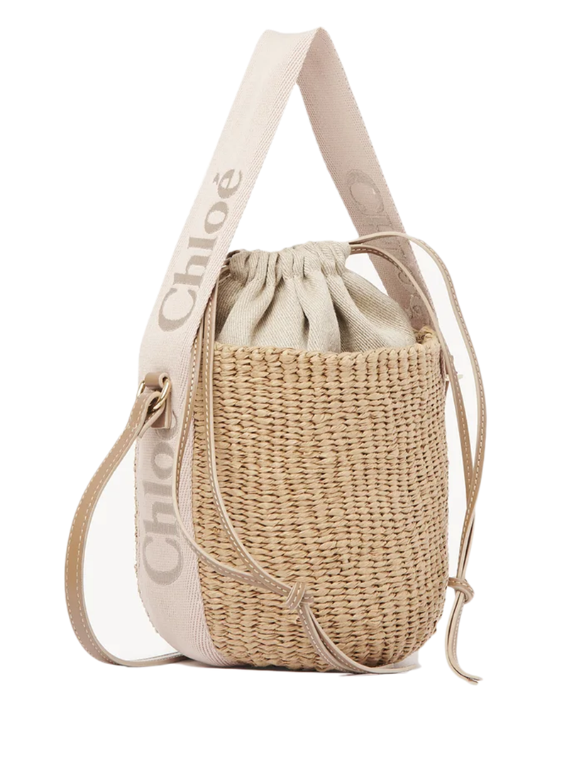 Woody small tote bag in natural fibres