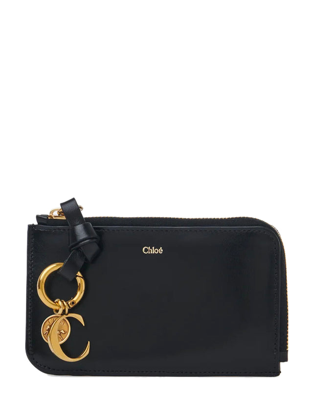 Alphabet coin purse in shiny leather