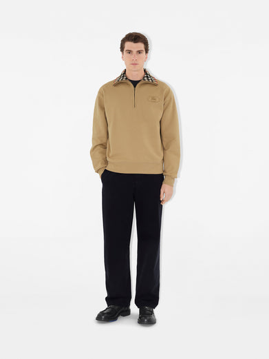 Check Collar Half-zip Sweatshirt
