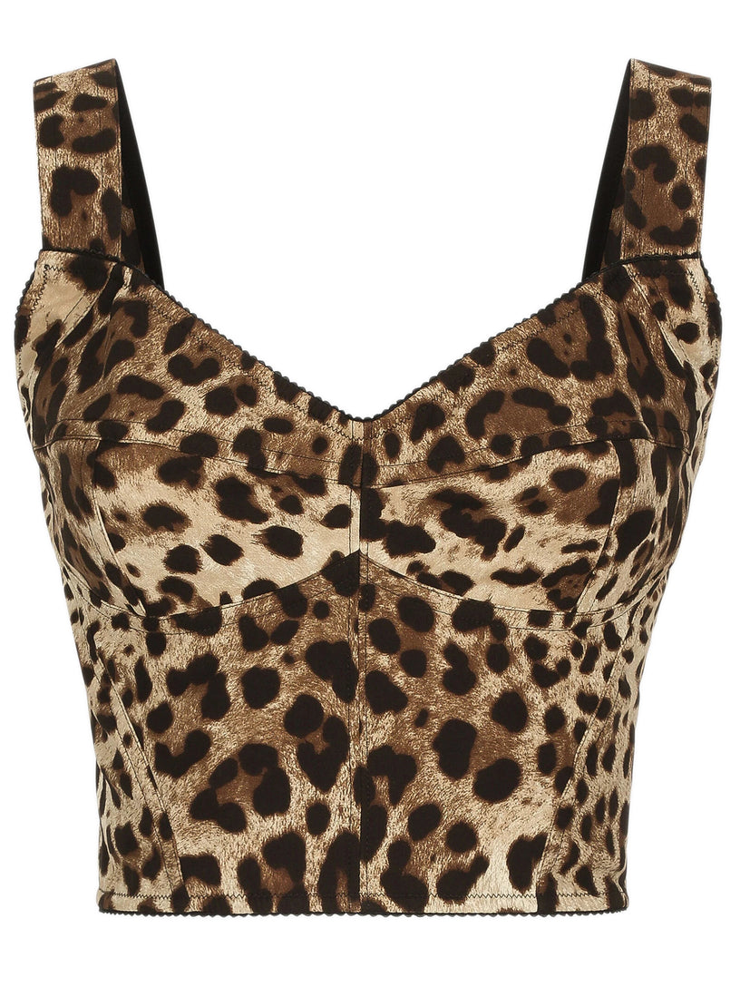 Bustier in charmeuse stampa leopardo