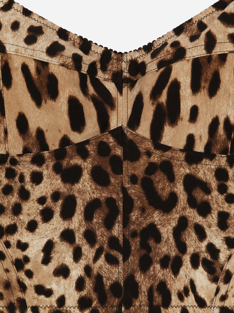 Bustier in charmeuse stampa leopardo