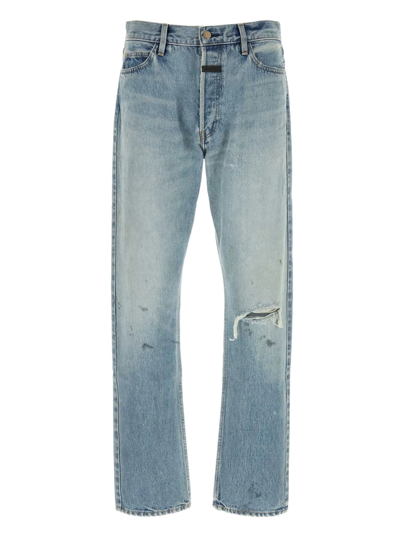 Distressed light-wash jeans