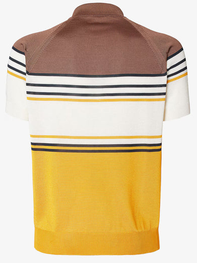 Multicolour striped viscose polo shirt