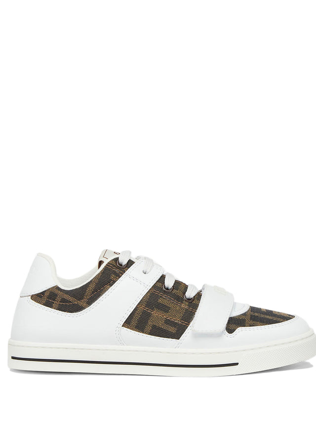 Leather and jacquard sneakers