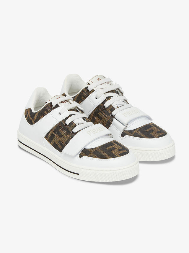 Leather and jacquard sneakers