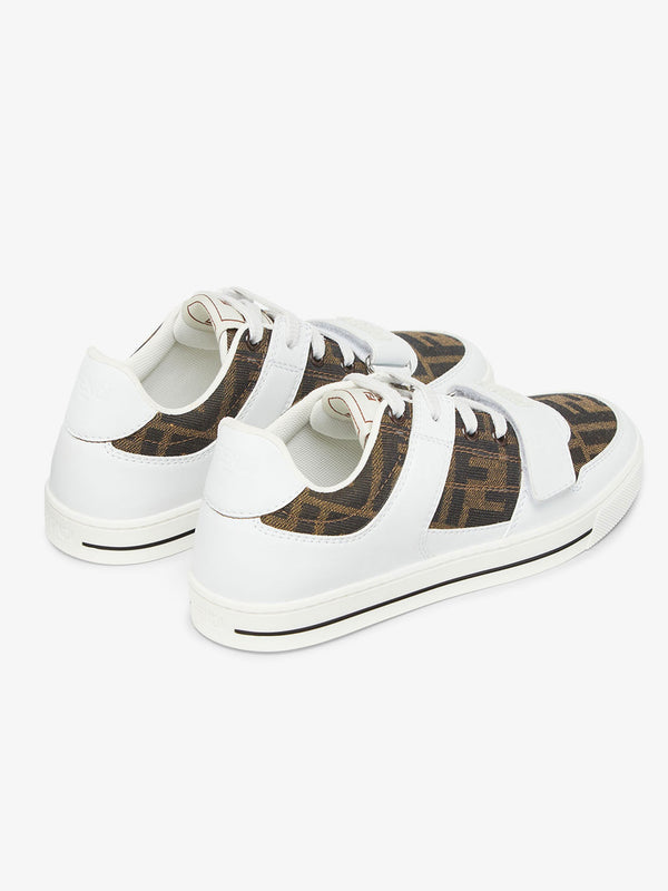 Leather and jacquard sneakers