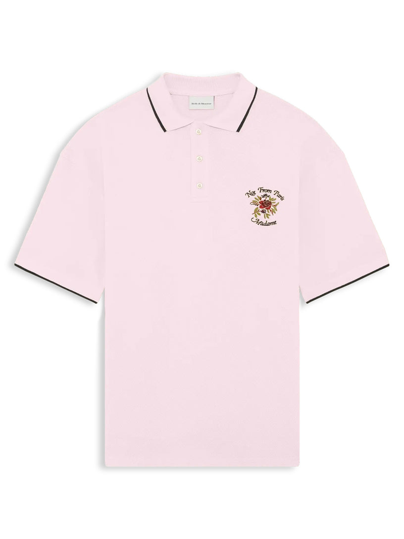 Polo Piqué Slogan Rose