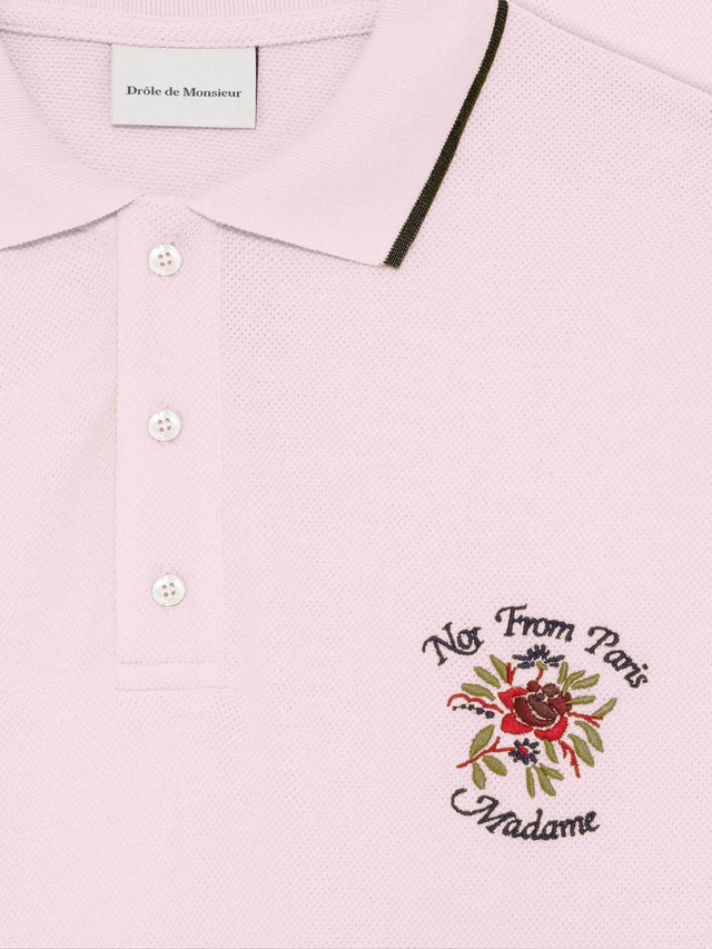 Polo Piqué Slogan Rose