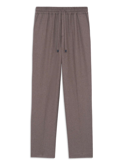 Flannel trousers with elastic waist