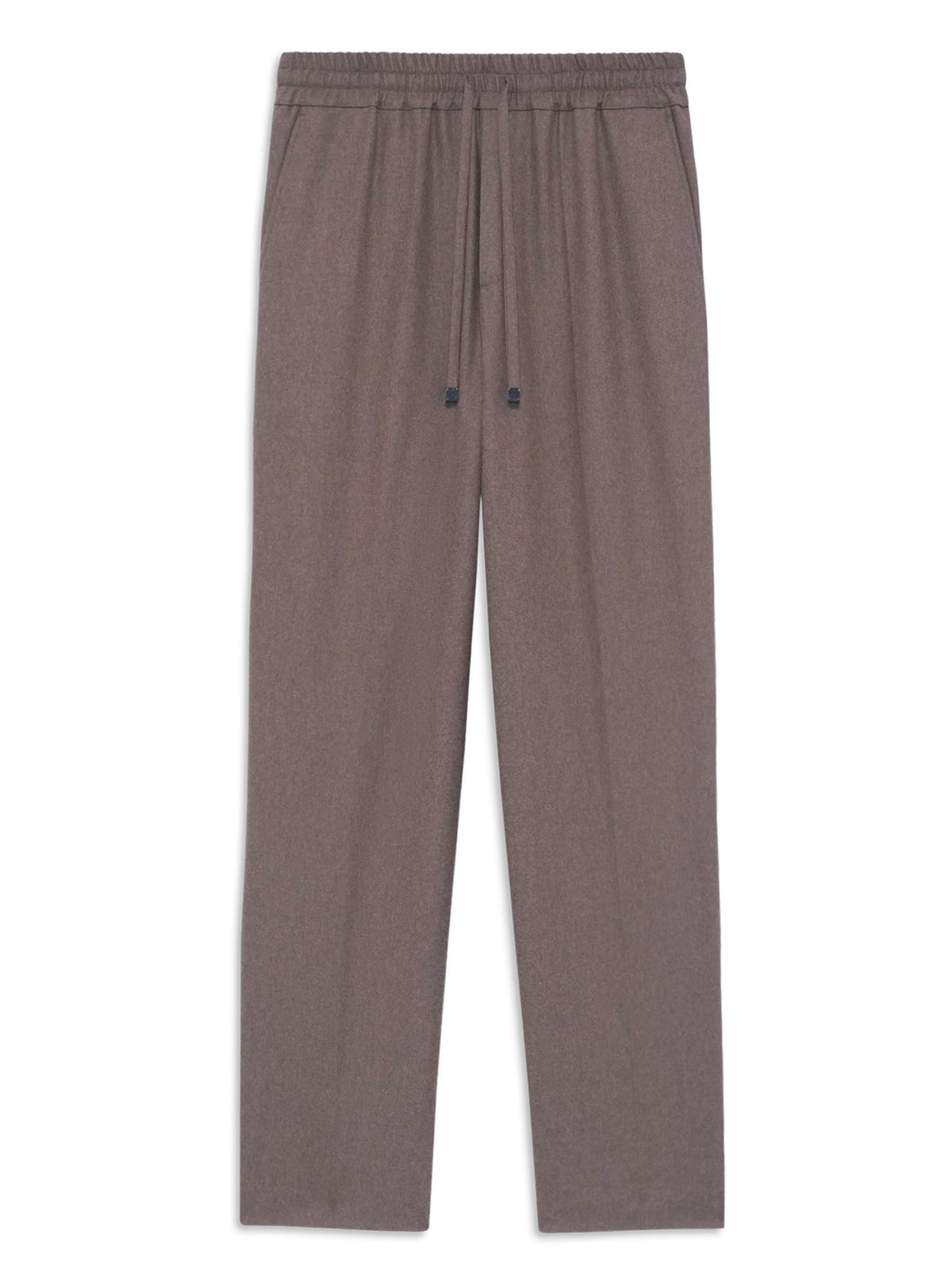 Flannel trousers with elastic waist