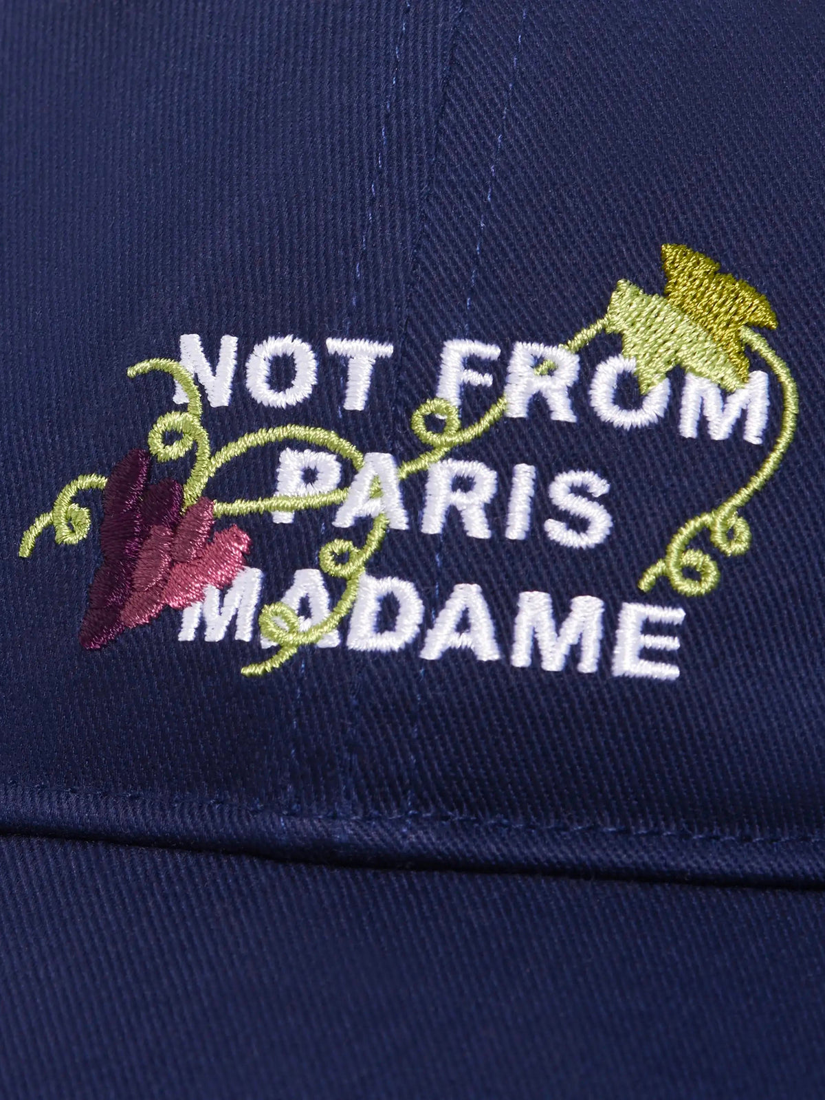 Vine Embroidered Slogan Cap