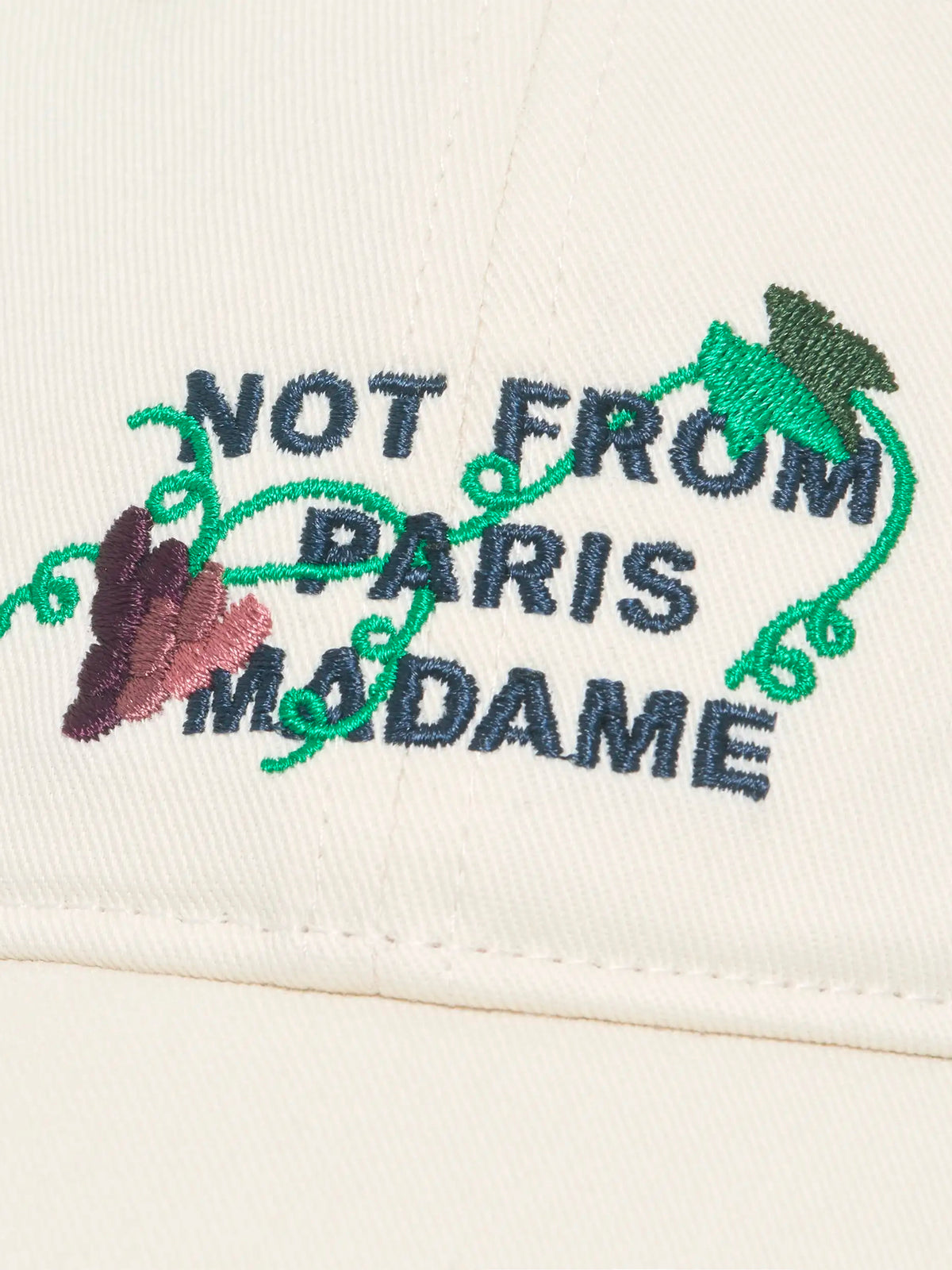 Vine Embroidered Slogan Cap
