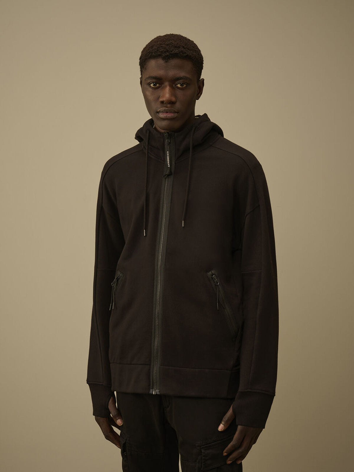 Diagonal Raised Fleece Goggle Sweatshirt