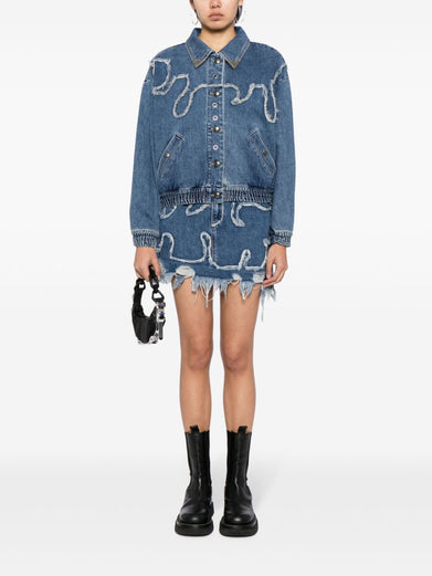 Miako Wave Denim Miniskirt
