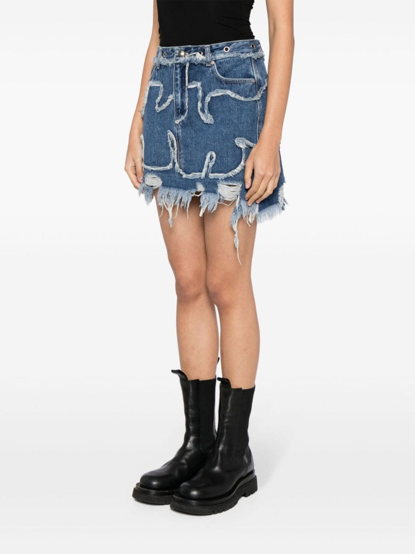 Miako Wave Denim Miniskirt