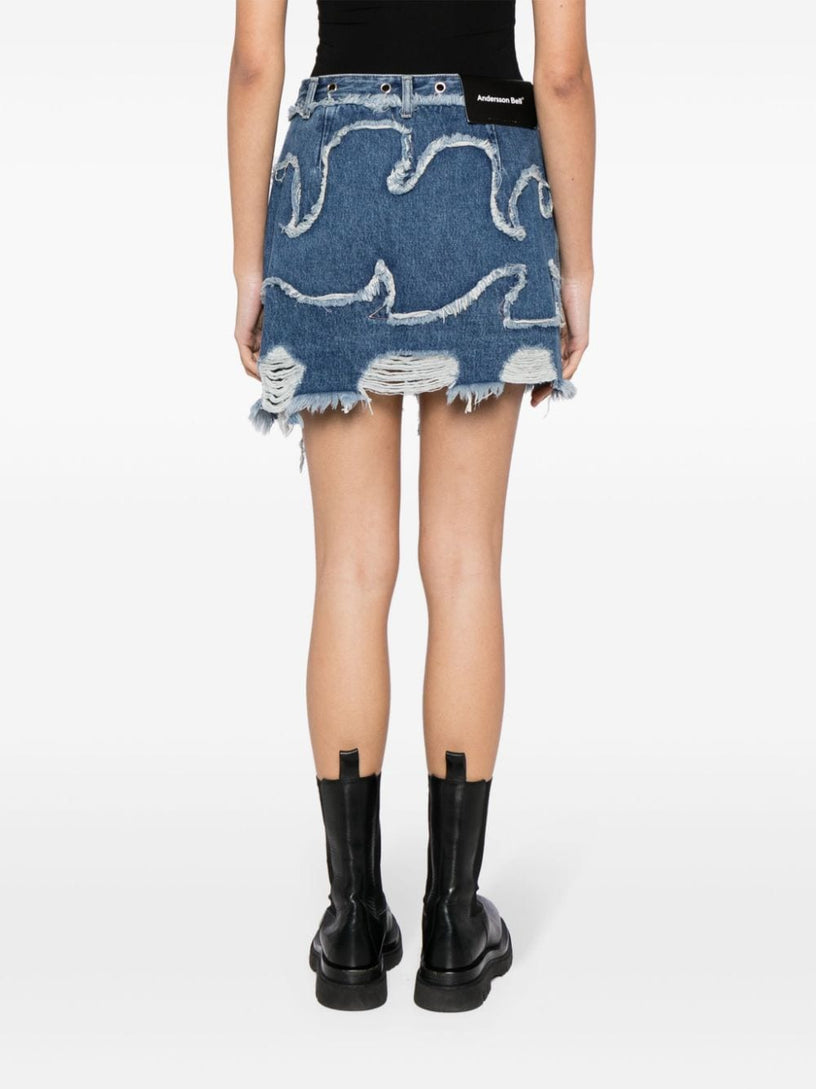 Miako Wave Denim Miniskirt